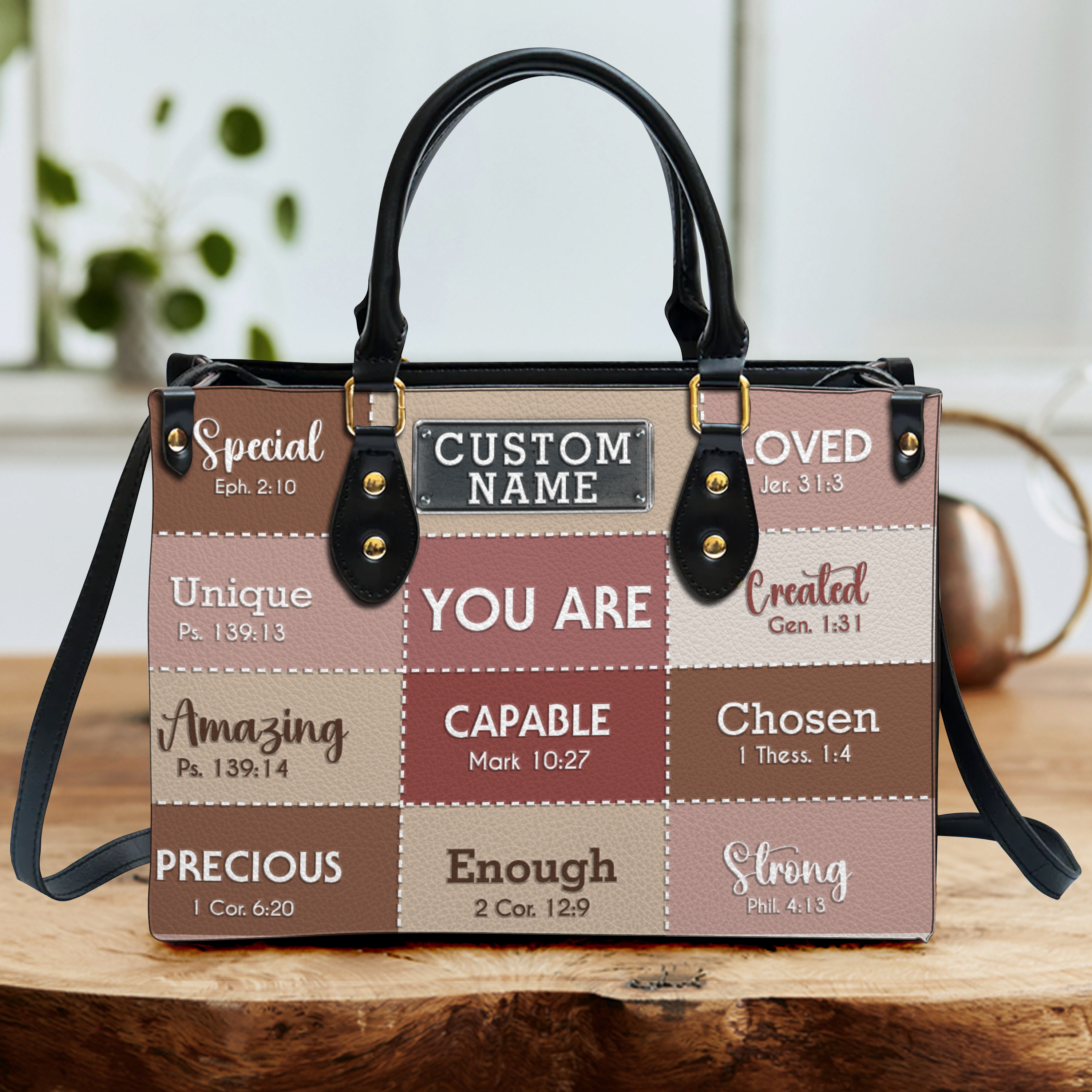Pink Leather Texture Inspirational You Are Custom Leather Handbag - Personalized Custom Leather Bag
