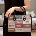 Pink Leather Texture Inspirational You Are Custom Leather Handbag - Personalized Custom Leather Bag