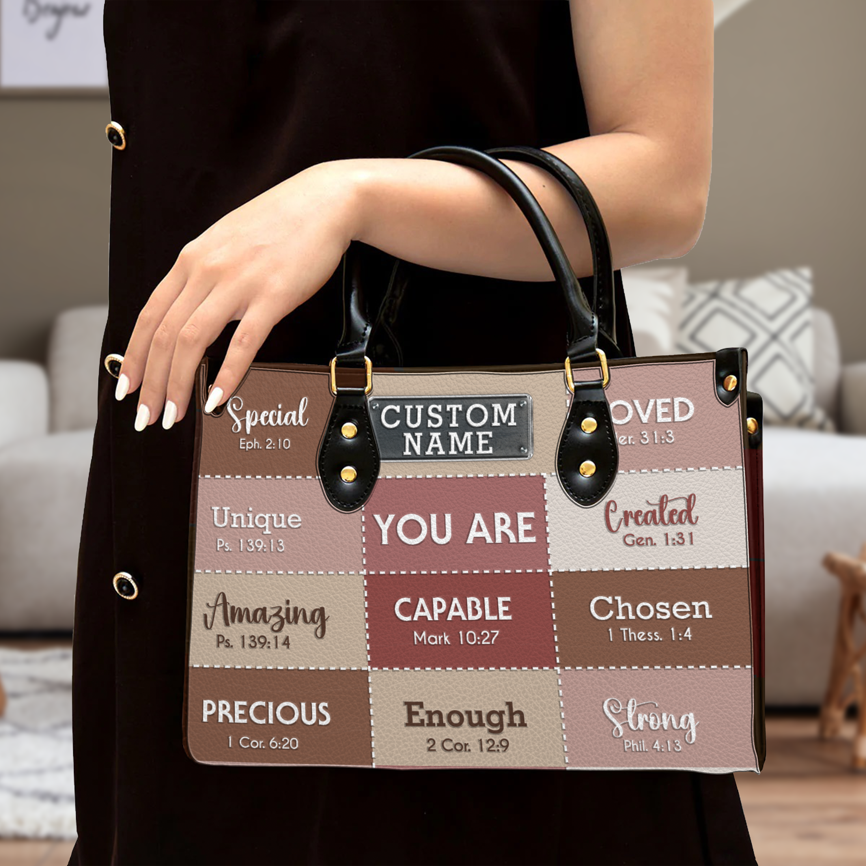 Pink Leather Texture Inspirational You Are Custom Leather Handbag - Personalized Custom Leather Bag