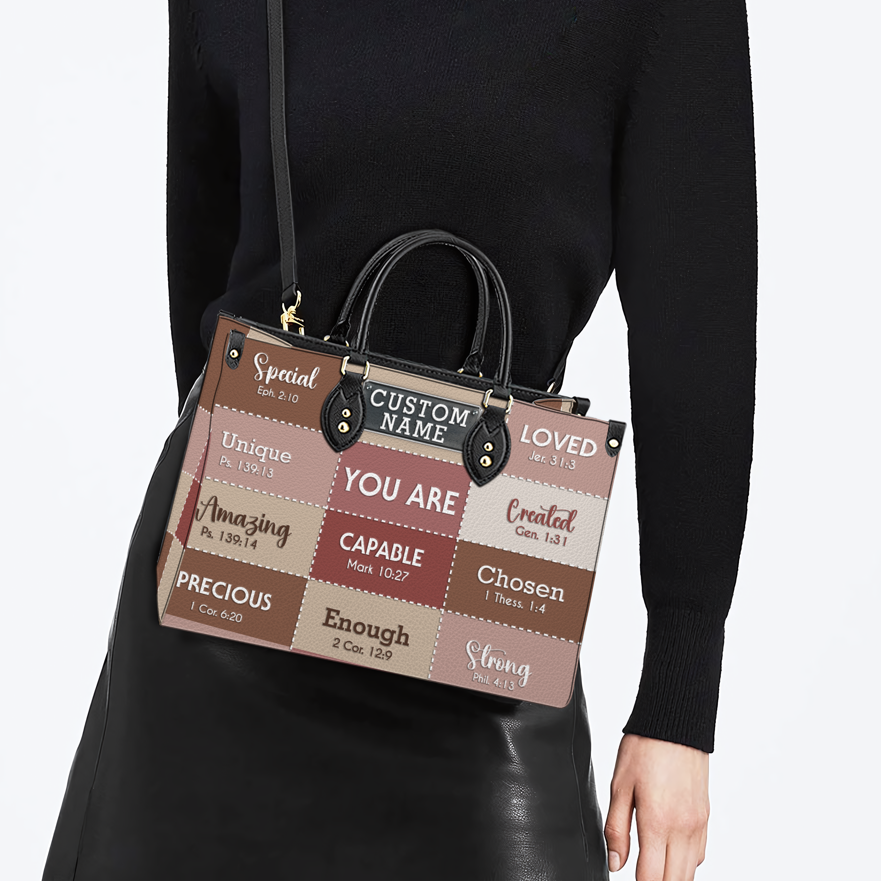 Pink Leather Texture Inspirational You Are Custom Leather Handbag - Personalized Custom Leather Bag
