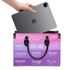 Pink Purple Inspirational You Are Custom Leather Handbag - Personalized Custom Leather Bag