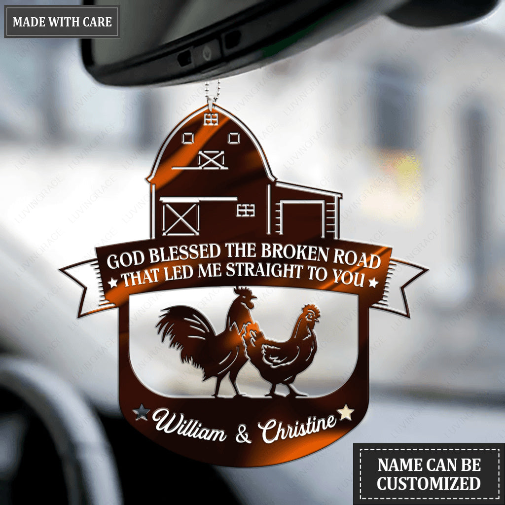 Chicken Couple God Blessed Personalized Ornament