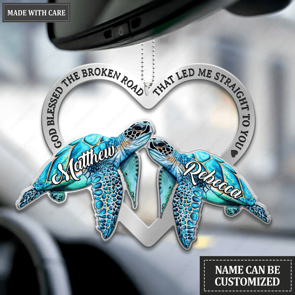 Couple Turtle God Blessed Personalized Ornament