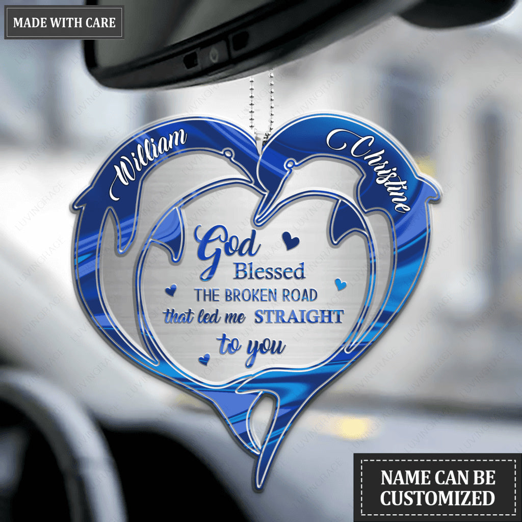 Hologram Lovely Dolphins God Blessed Personalized Ornament