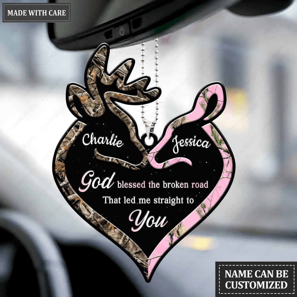 Camo Couple Buck and Doe God Blessed Personalized Ornament