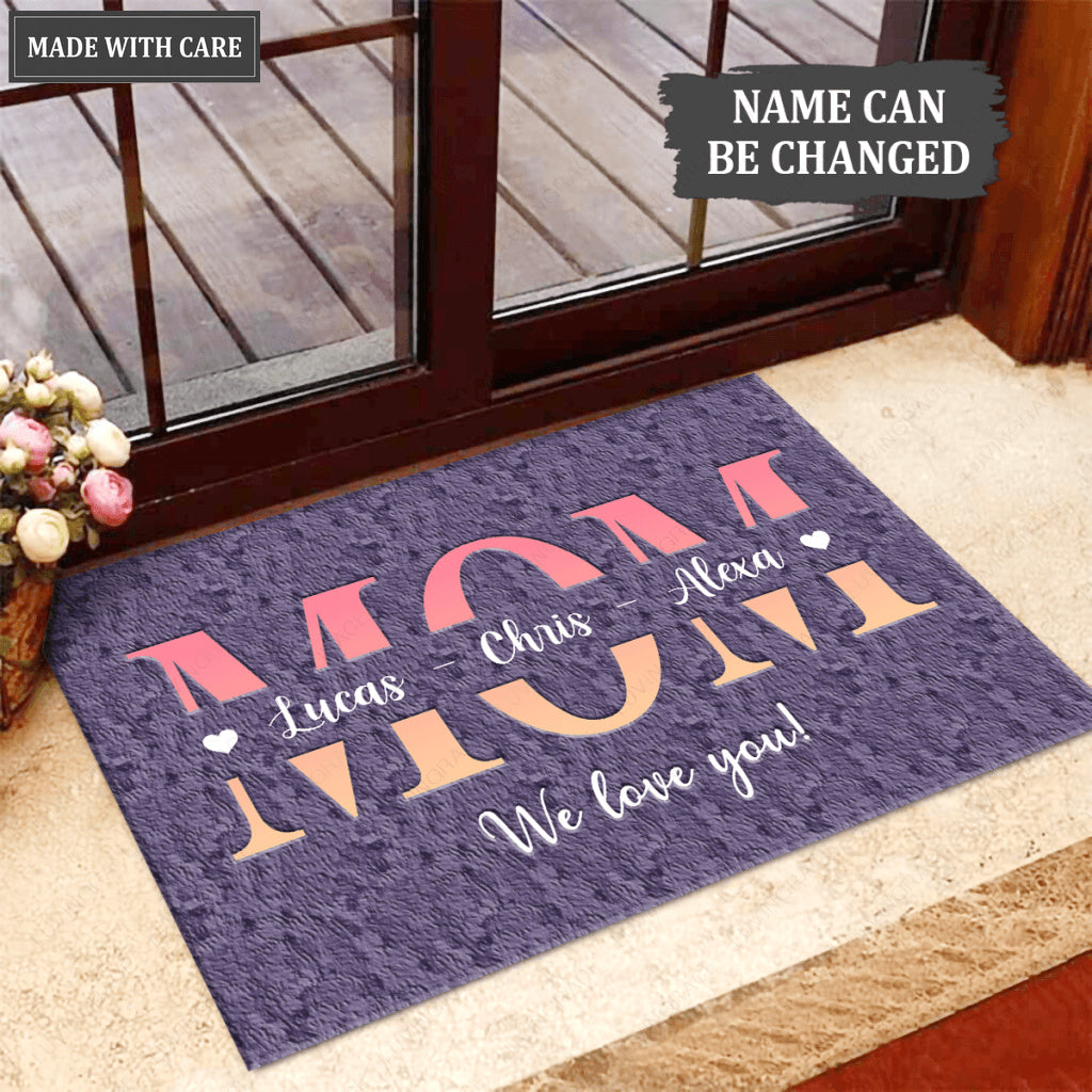 Mom We Love You Personalized Doormat