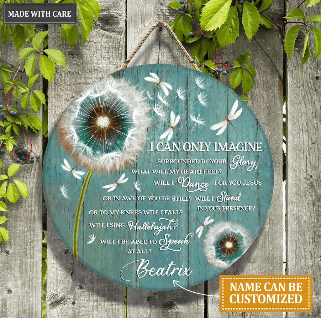 Personalized Dandelion By Glory Wood Circle Sign