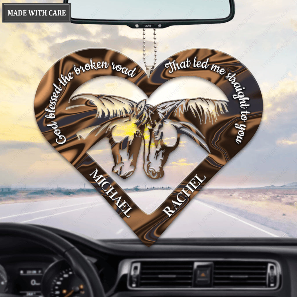 Cute Horses For Couple God Blessed Personalized Ornament