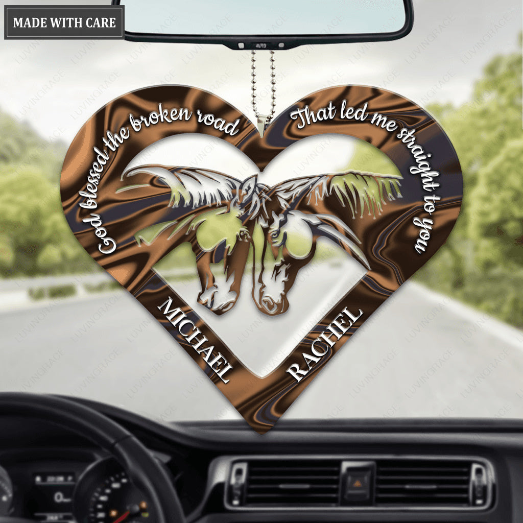 Cute Horses For Couple God Blessed Personalized Ornament