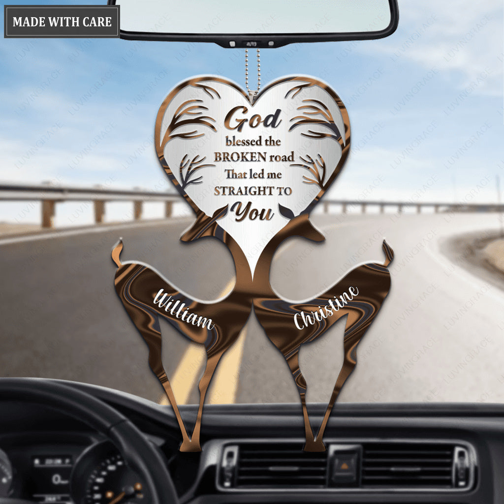 Funny Deer Couple God Blessed Personalized Ornament
