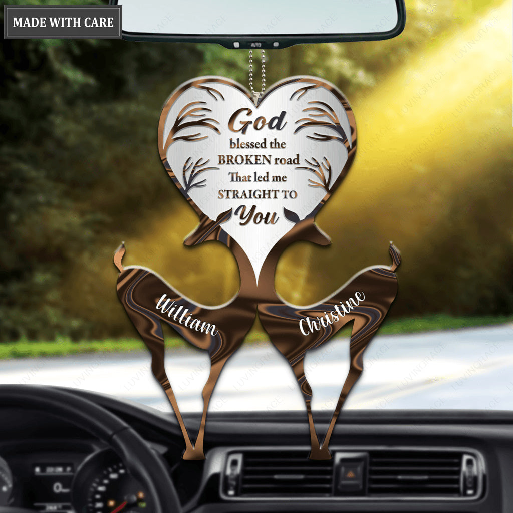 Funny Deer Couple God Blessed Personalized Ornament