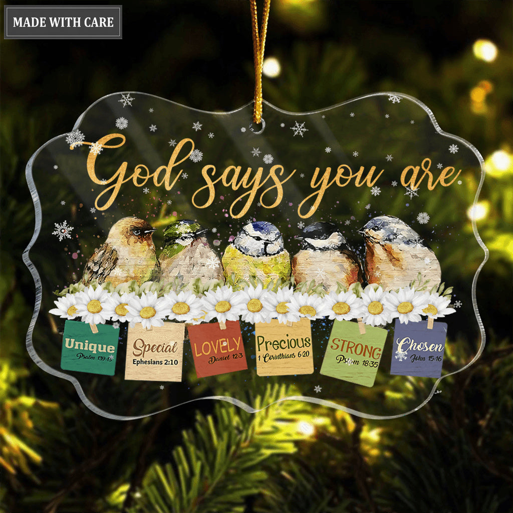 Birds And Daisy God Says You Are Transparent Ornament