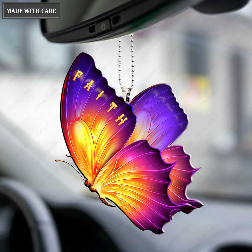 Colorful Butterfly Faith Ornament