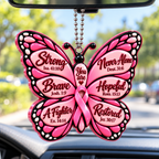 3D Raised Pink Butterfly Breast Cancer Survivor Ornament – Bible Verse Gift For Her