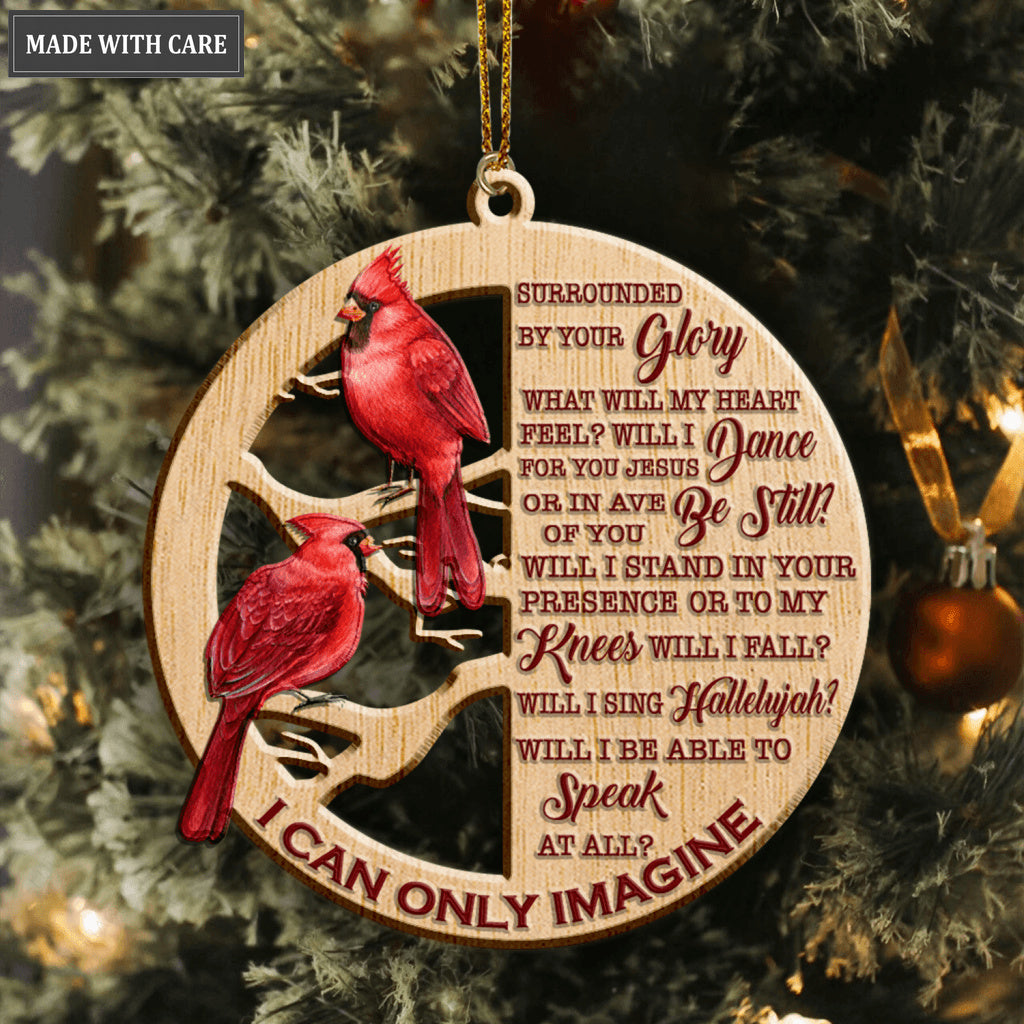Red Cardinal On Branch I Can Only Imagine Wood Engraved Ornaments
