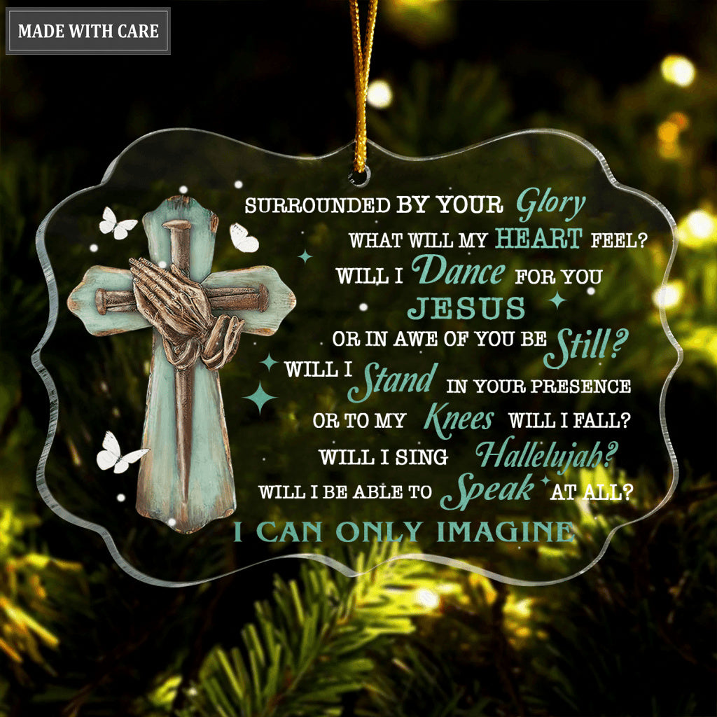Old Cross White Butterfly Surrounded By Your Glory Transparent Ornament