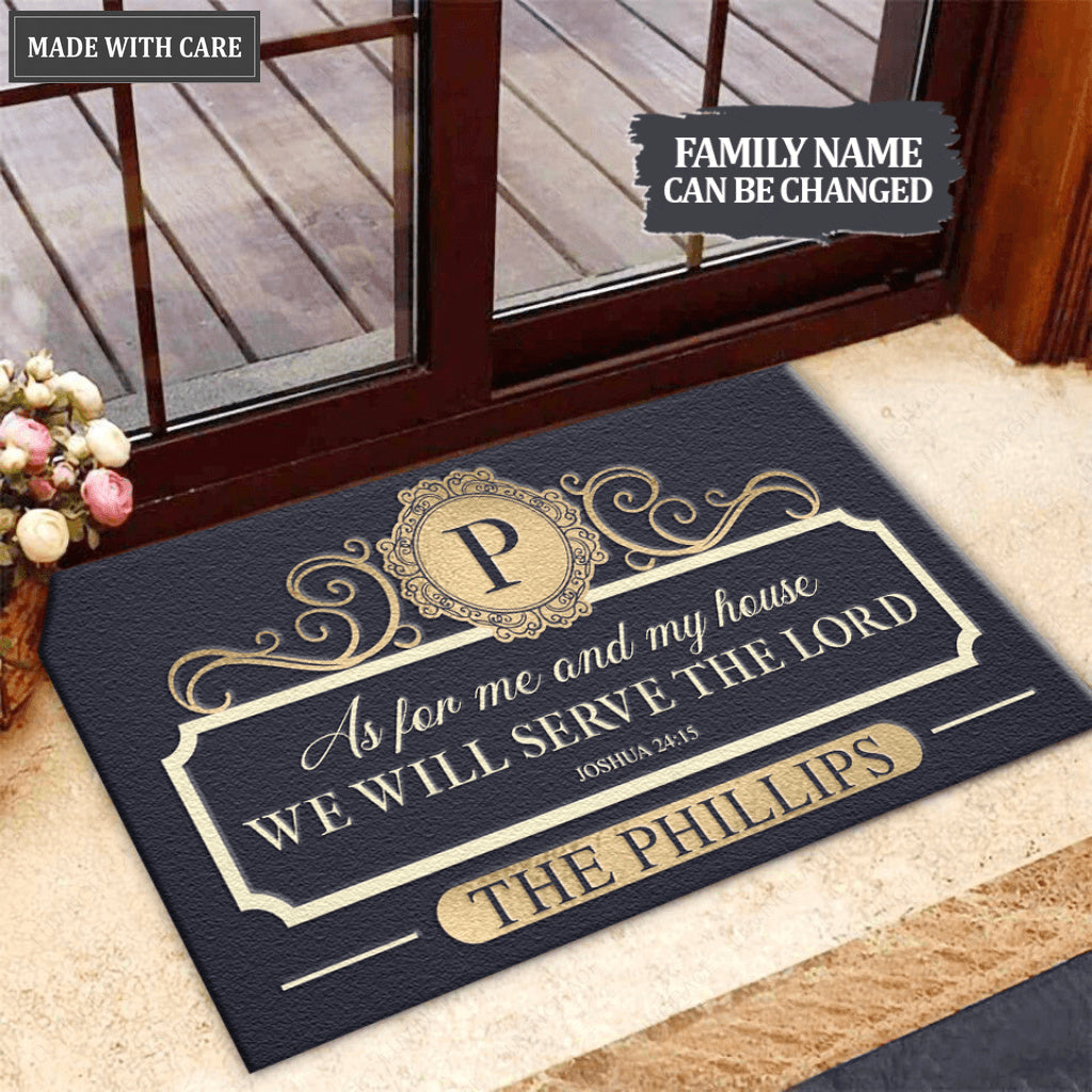Personalized Elegant Family Home Serve The Lord Doormat