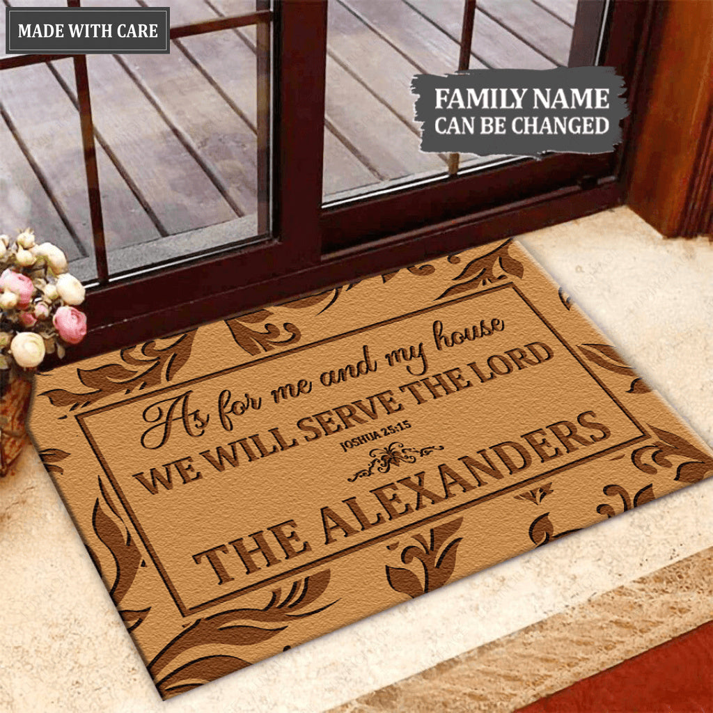 Personalized Serve The Lord Elegant Modern Doormat