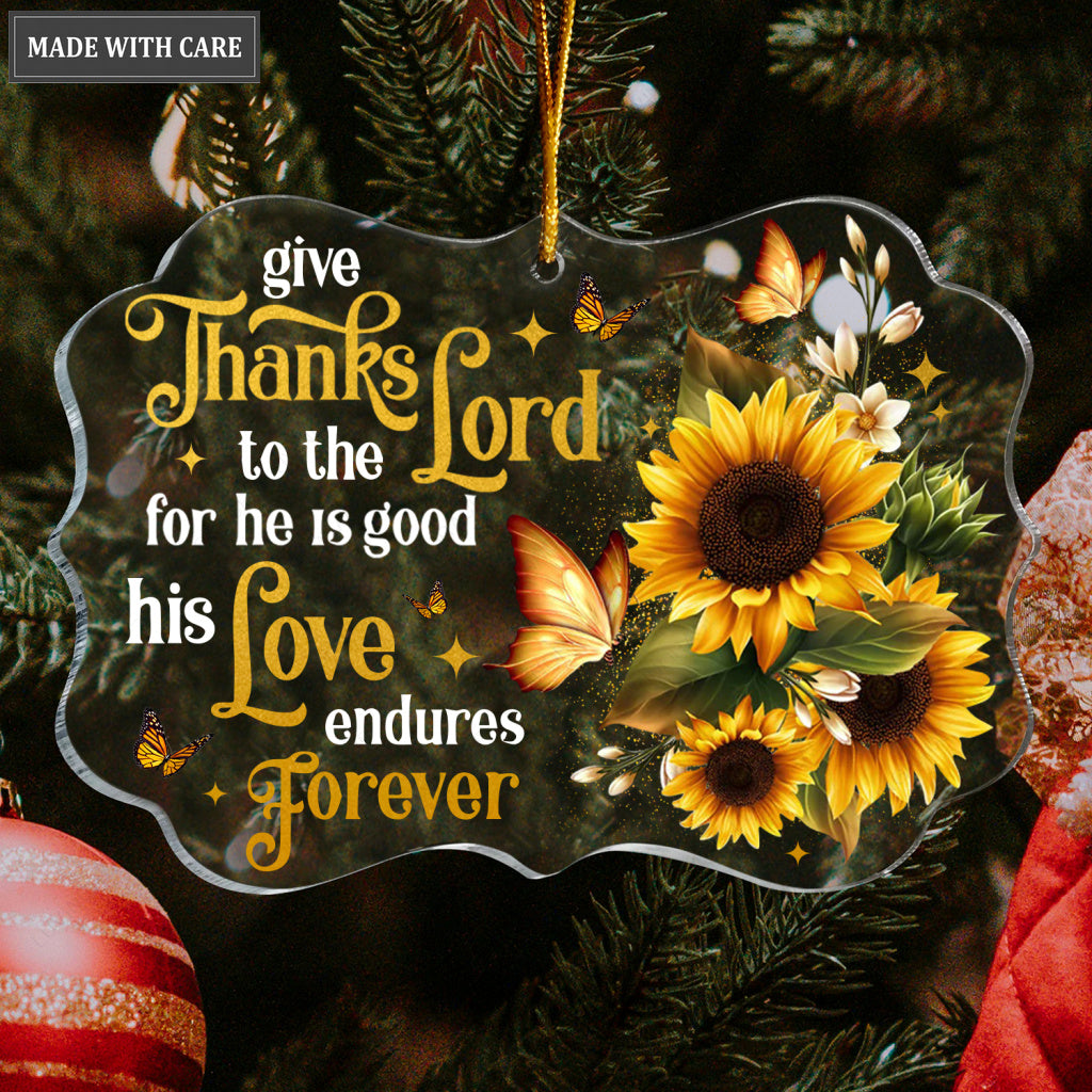 Sunflower Butterfly Thanks Lord Transparent Ornament