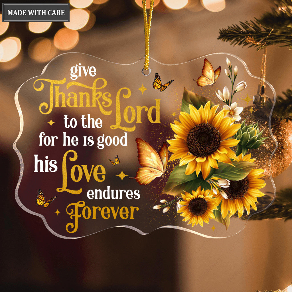 Sunflower Butterfly Thanks Lord Transparent Ornament