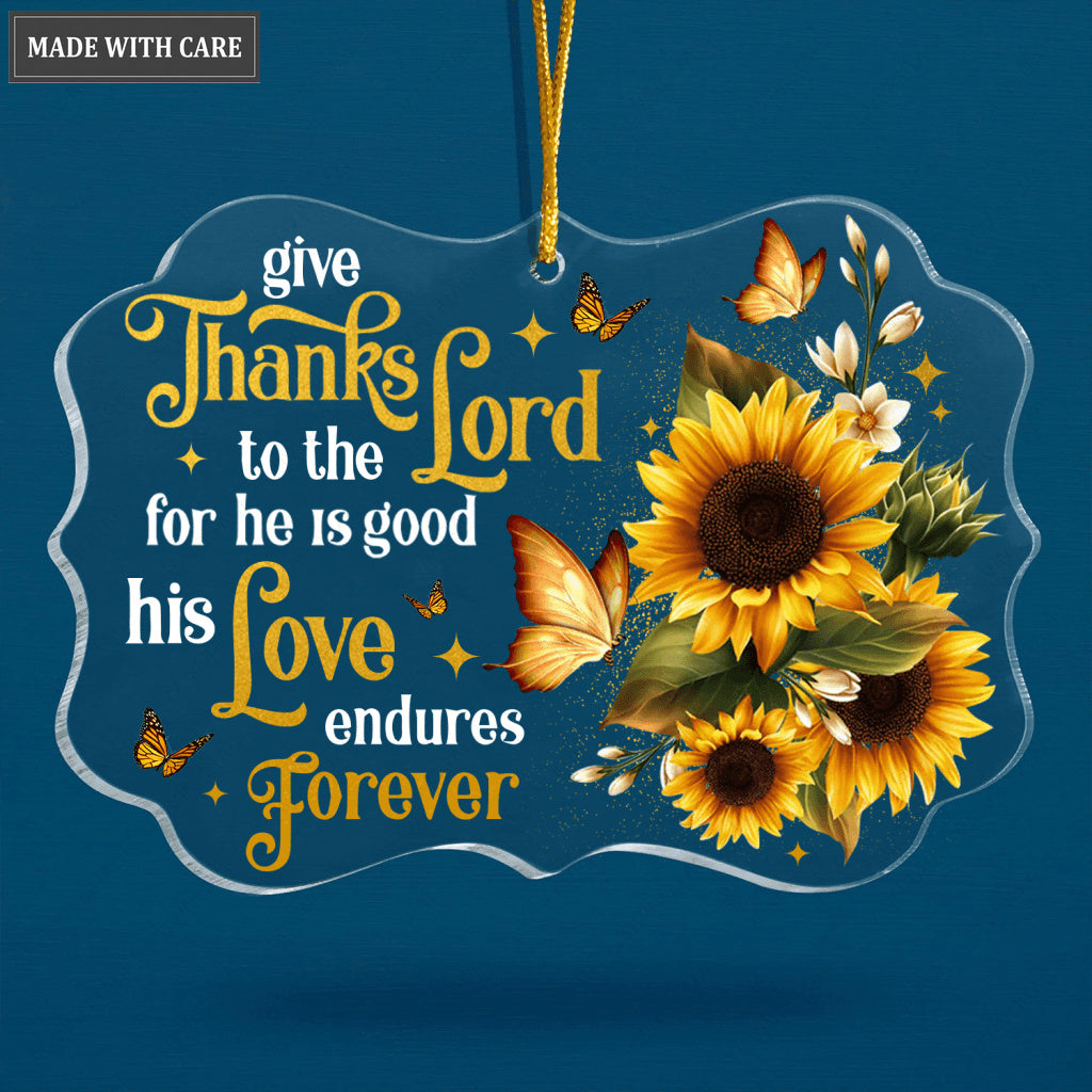 Sunflower Butterfly Thanks Lord Transparent Ornament