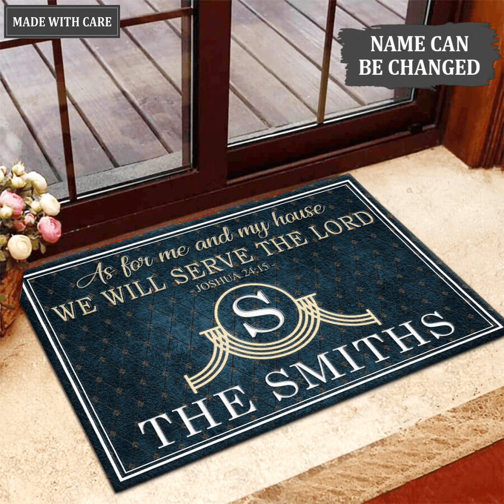 Luvingrace L05 Vintage Monogram Collection As For My House Personalized Doormat