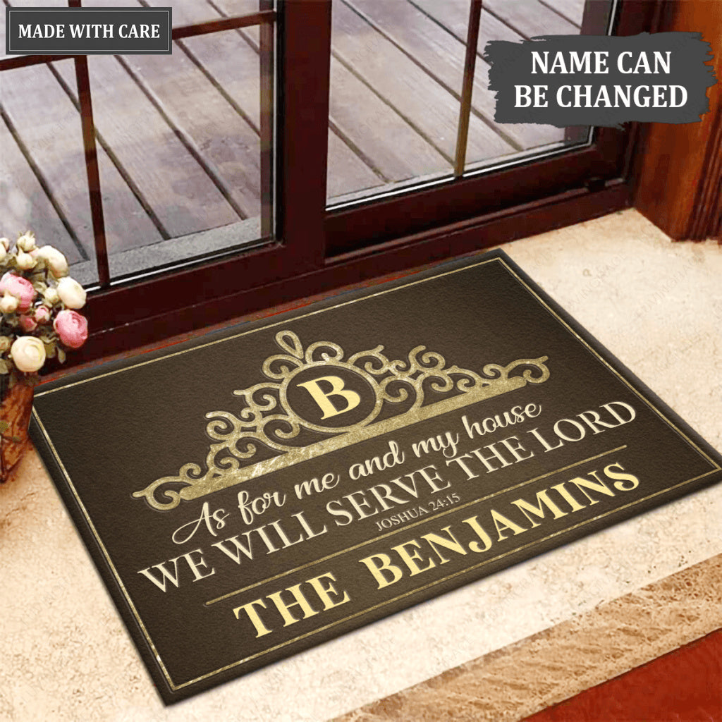Luvingrace L08 Vintage Monogram Collection As For My House Personalized Doormat