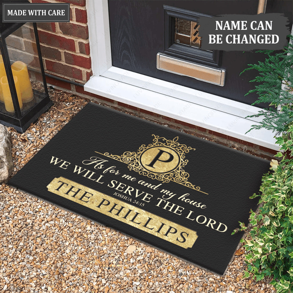 Luvingrace L13 Vintage Monogram Collection As For My House Personalized Doormat