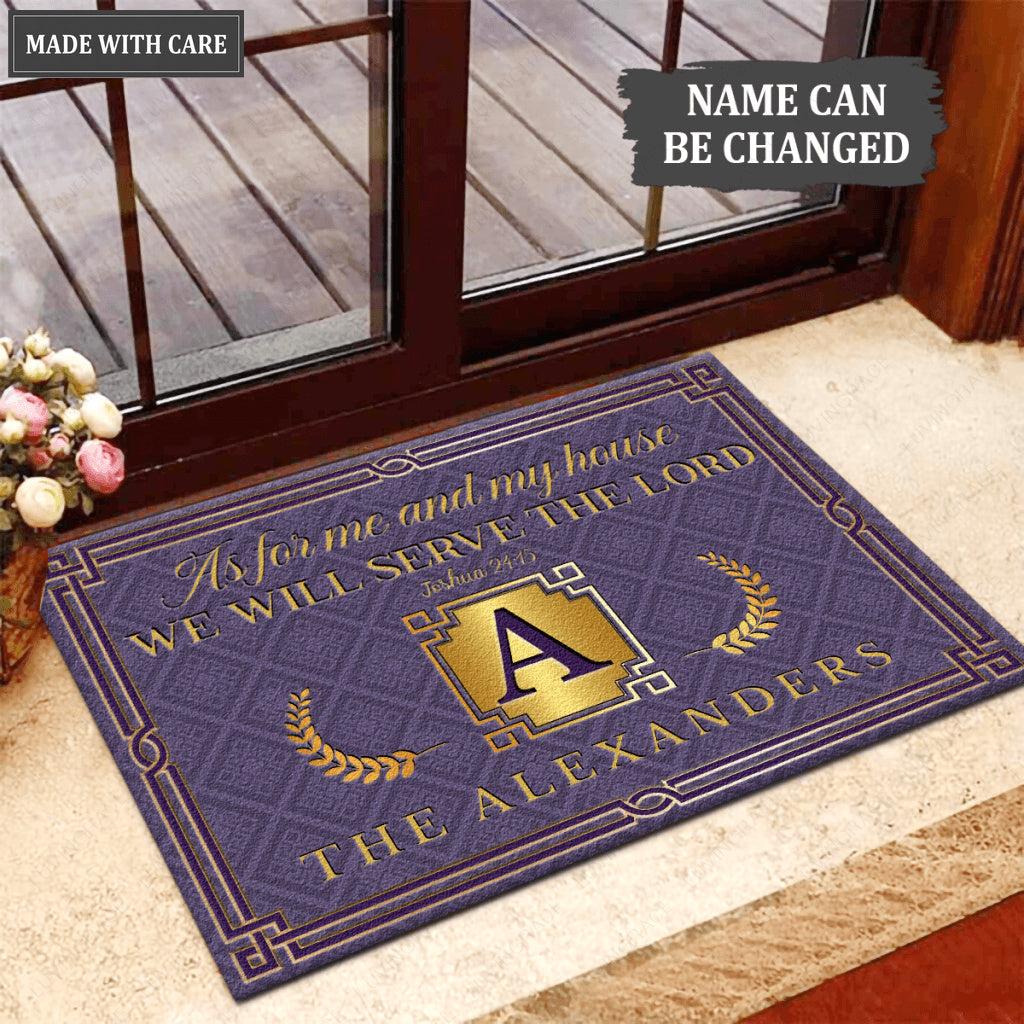 Luvingrace L18 Vintage Monogram Collection As For My House Personalized Doormat