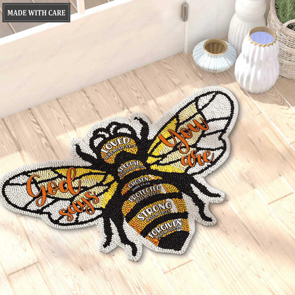 Bee God Says You Are Shaped Doormat