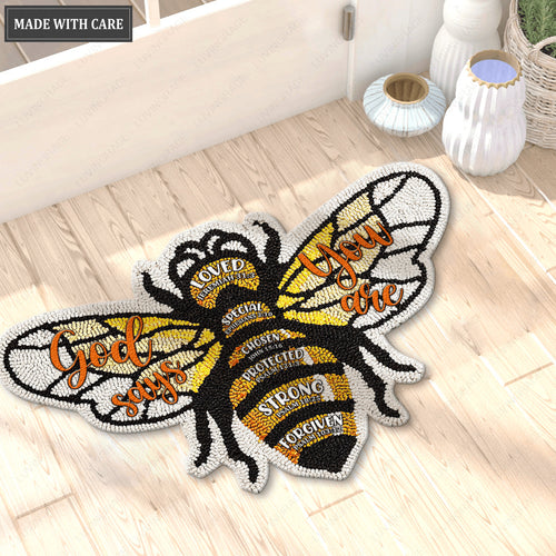 Bee God Says You Are Shaped Doormat
