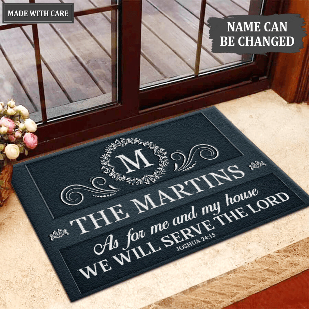 Luvingrace L115 Vintage Monogram Collection As For My House Personalized Doormat