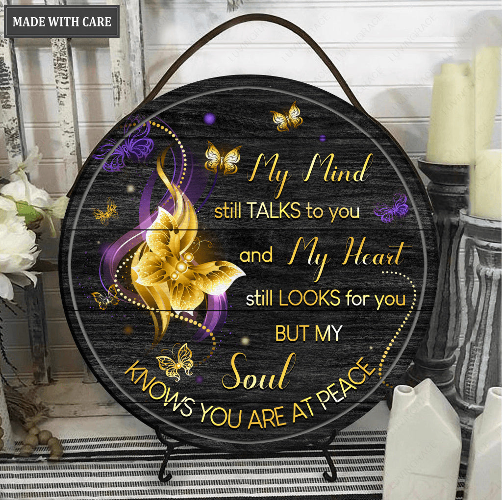 My Mind Misses You Wood Circle Sign