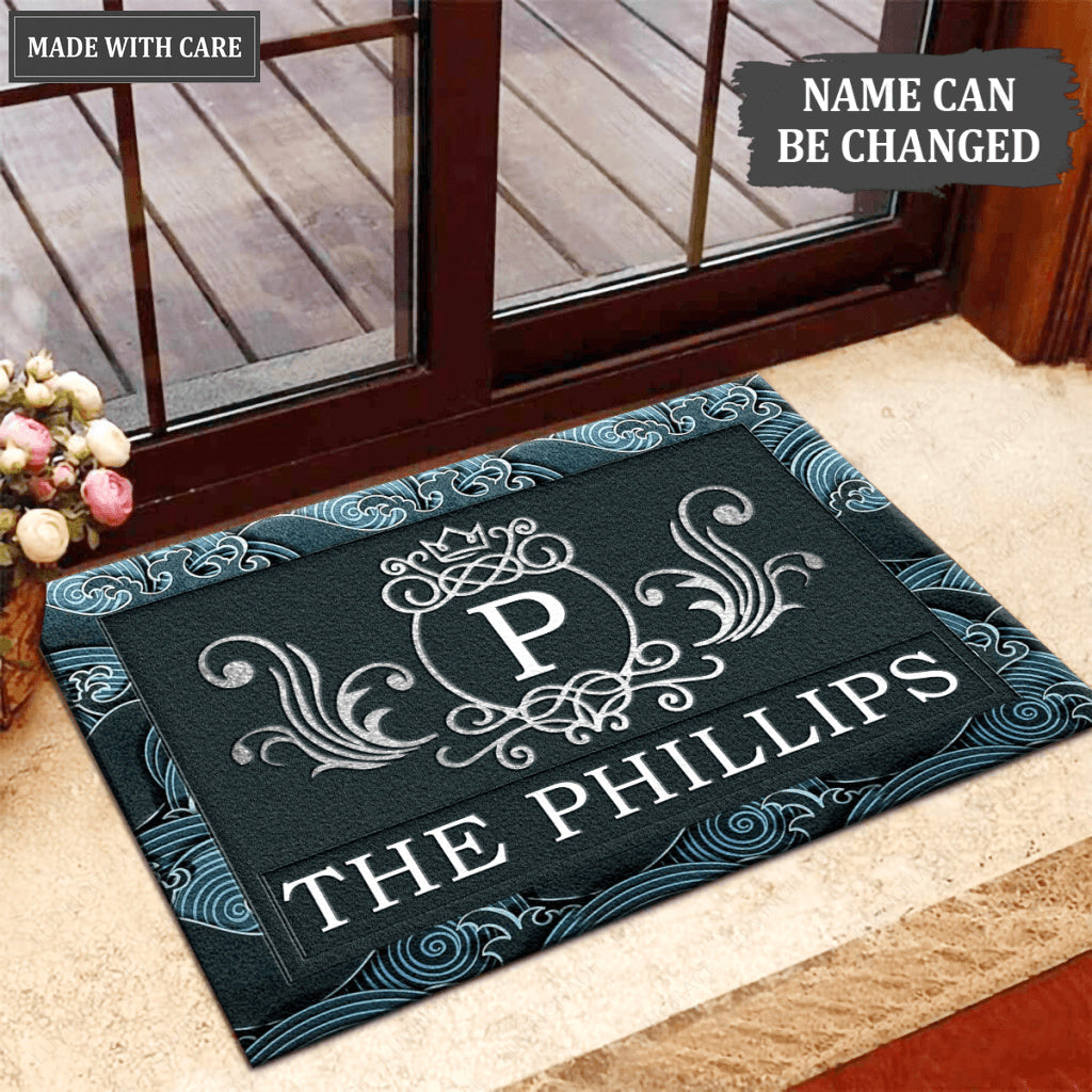 Luvingrace L62 Royal Monogram Collection Family Name Personalized Doormat