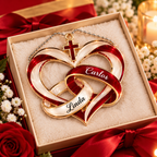 Personalized Names Cross Heart Ornament – Christian Couple Gift