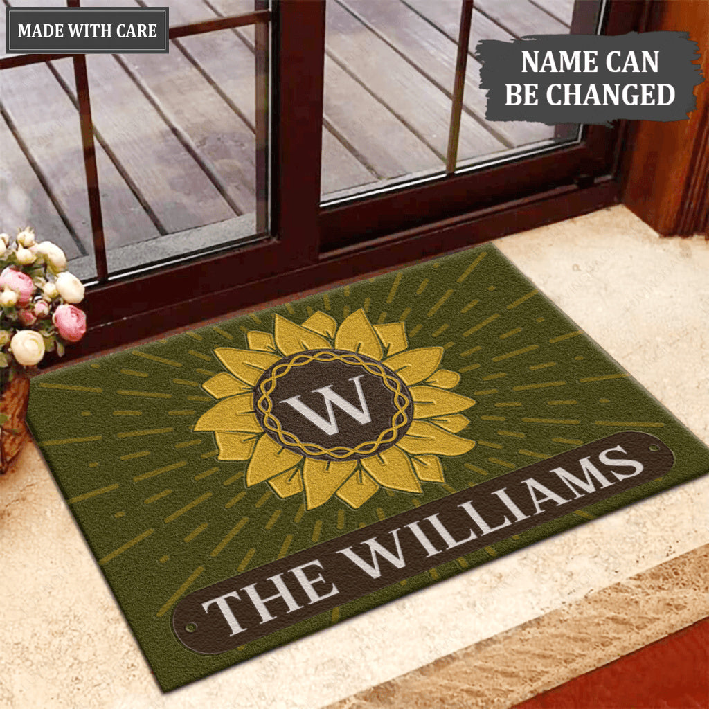 Luvingrace L92 Sunflower Monogram Collection Family Name Personalized Doormat
