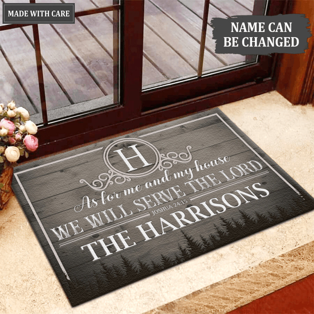 Luvingrace L99 Vintage Monogram Collection As For My House Personalized Doormat