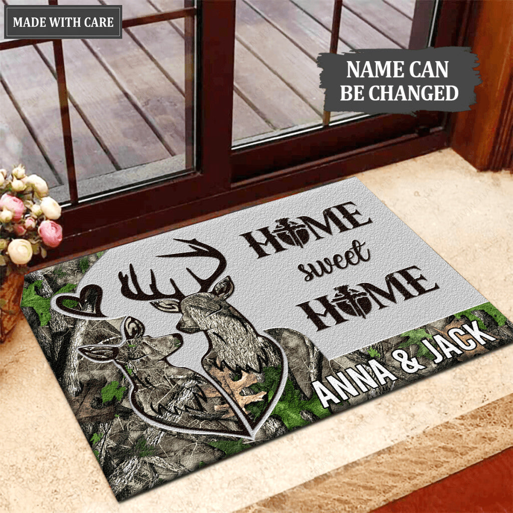 Personalized Home Sweet Home Buck And Doe Doormat