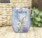 Personalized Lily Cross Surrounded By Glory Wine Tumbler