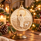 3D Raised Jesus The Good Shepherd Ornament – Christian Gift