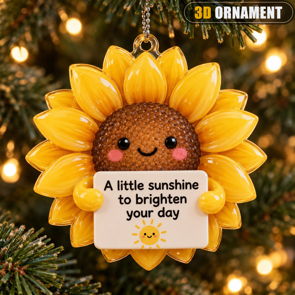 3D Raised Cute Sunflower Christmas Ornament – A Little Sunshine Gift
