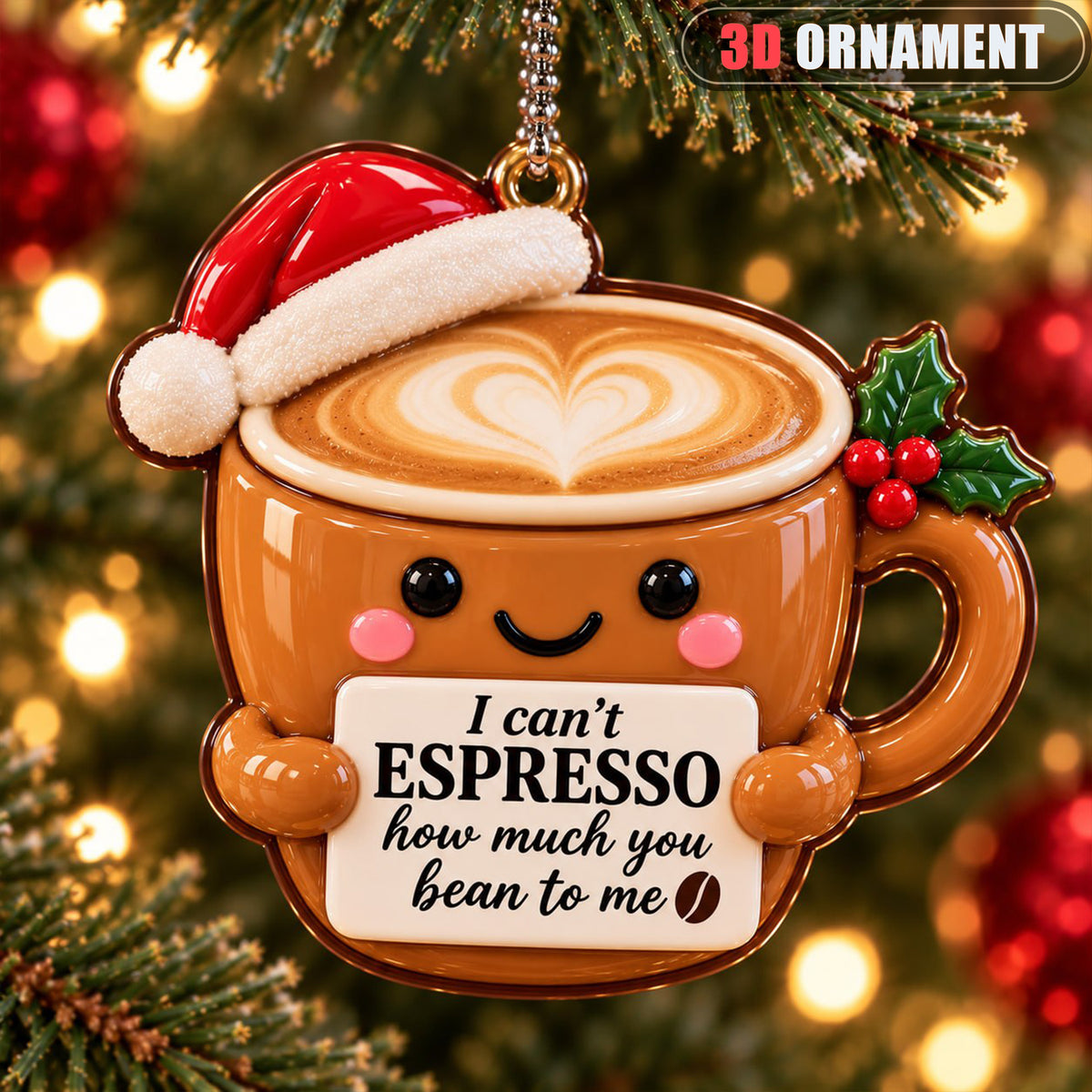 3D Raised Santa Hat Coffee Mug Ornament – Espresso Christmas Decor