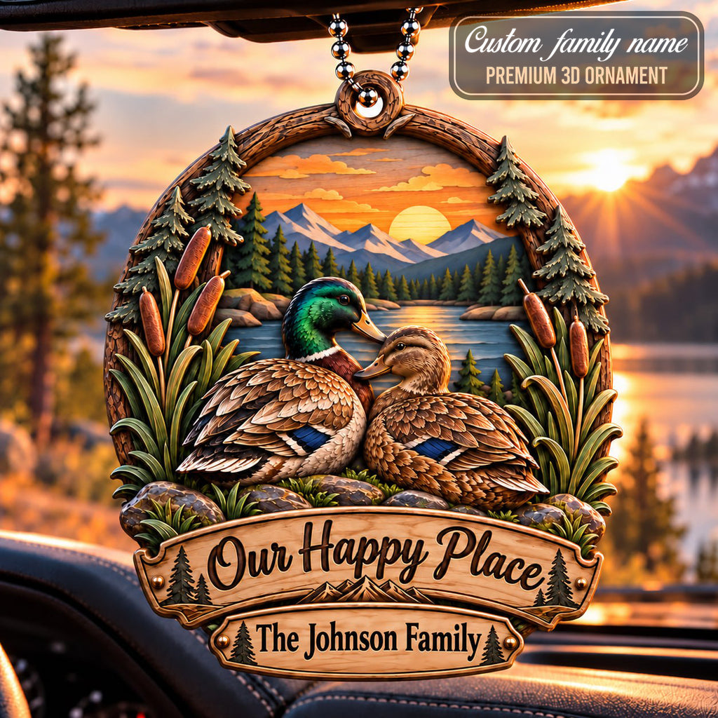 3D Raised Personalized Name Duck Family Christmas Ornament