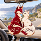 Personalized Names Fox Couple Ornament – Anniversary Gift for Him & Her