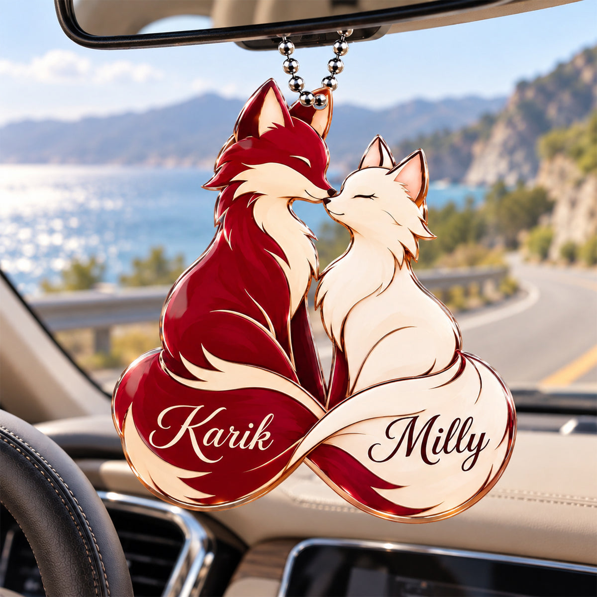 Personalized Names Fox Couple Ornament – Anniversary Gift for Him & Her
