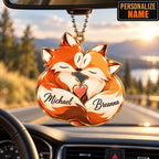 Personalized Names Loving Fox Couple Ornament – Anniversary Gift for Him & Her