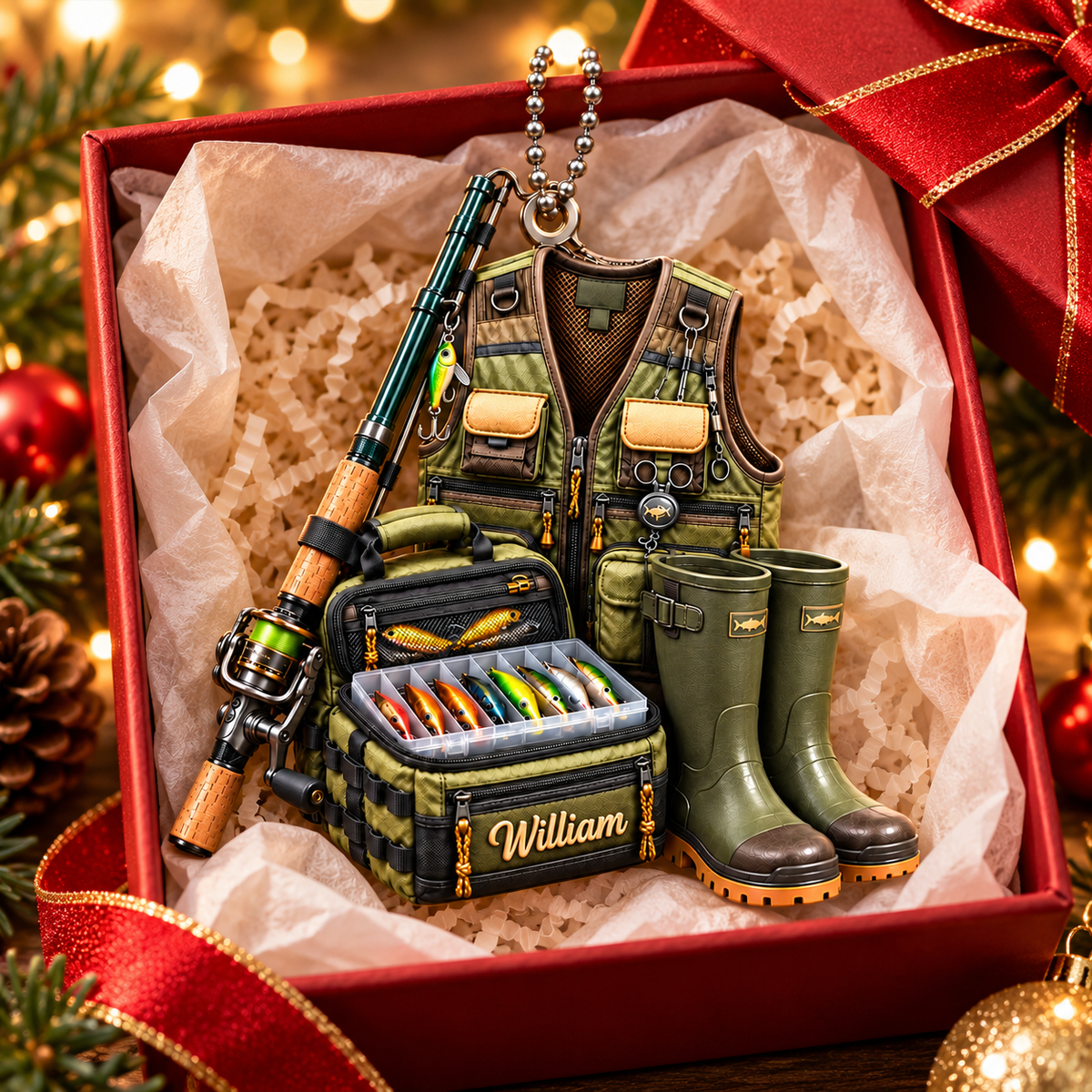 Fishing Lover With Custom Name Christmas Gift - Personalized 3D Ornament