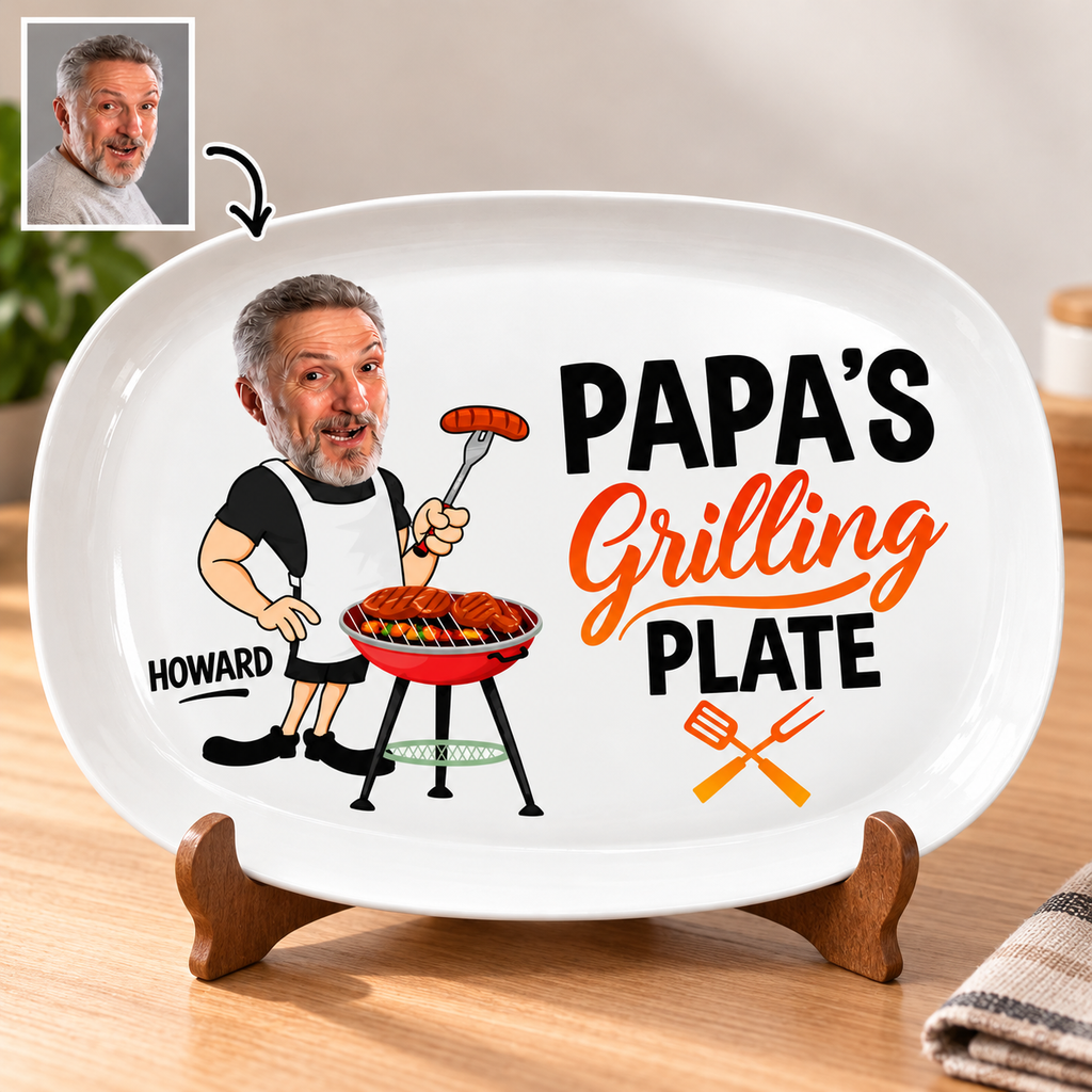 Custom Photo Grill Master - Personalized Name Grilling Plate