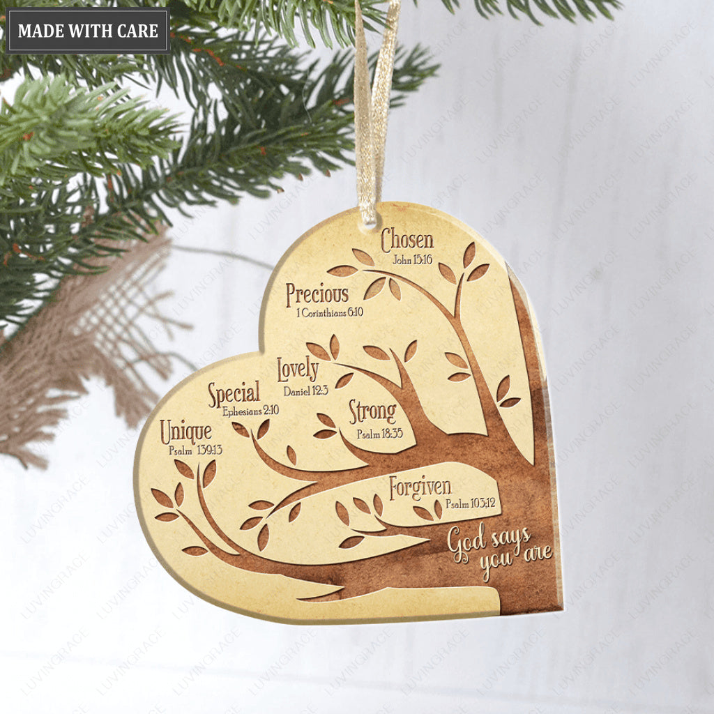 God Says You Are Tree Heart Ornament
