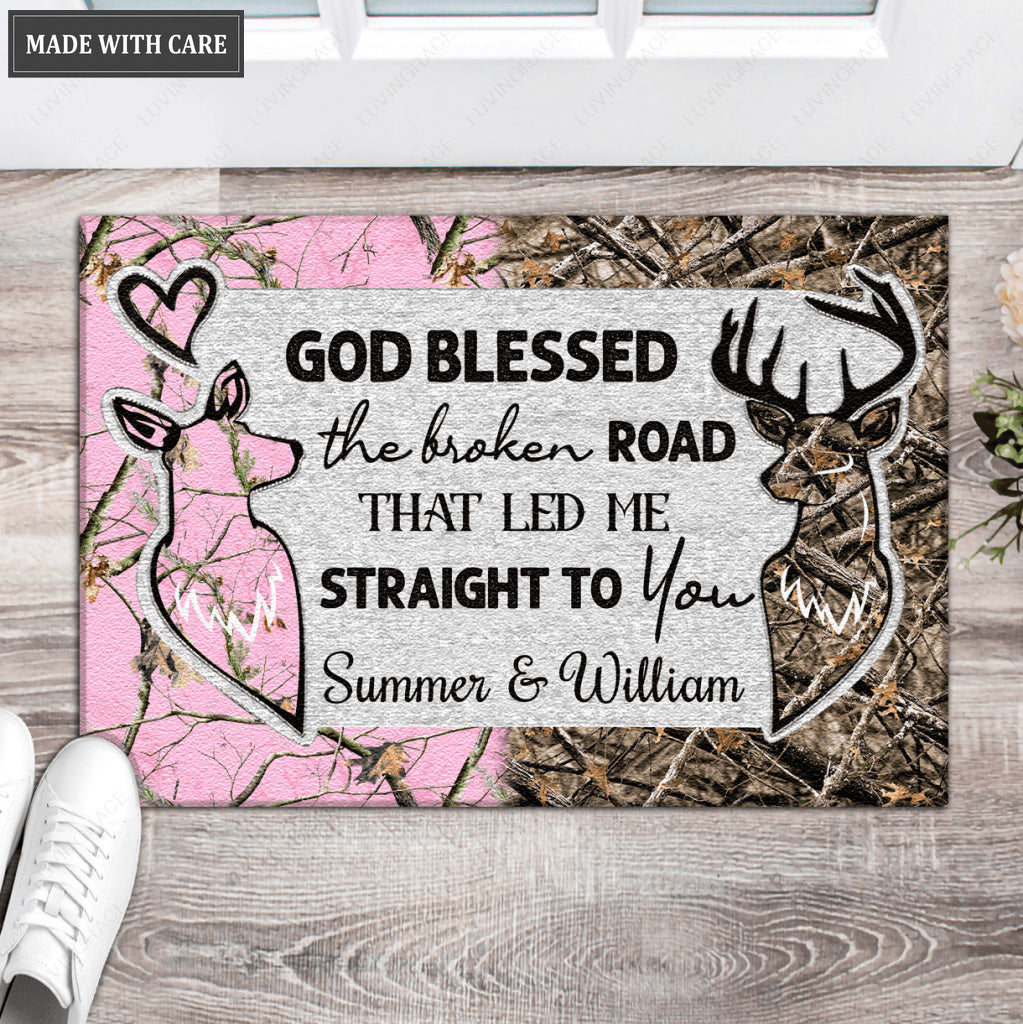 God Blessed Buck And Doe Personalized Doormat